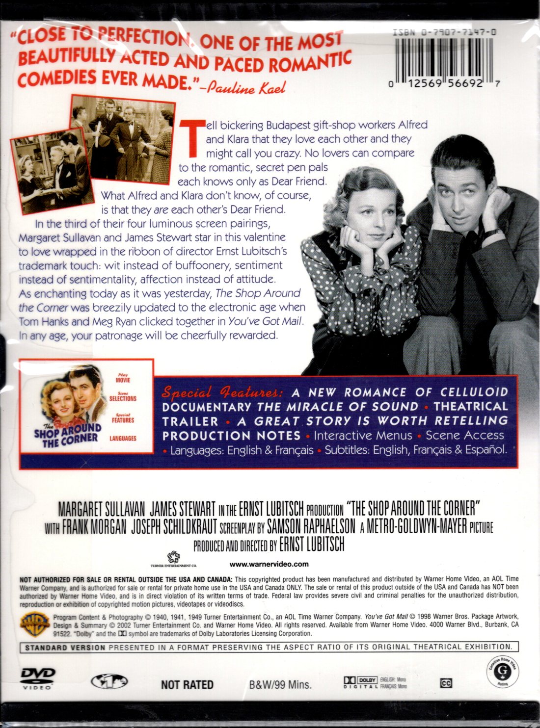 Warner Home Video, An Ernst Lubitsch Production - The Shop Around The Corner - DVD Movie