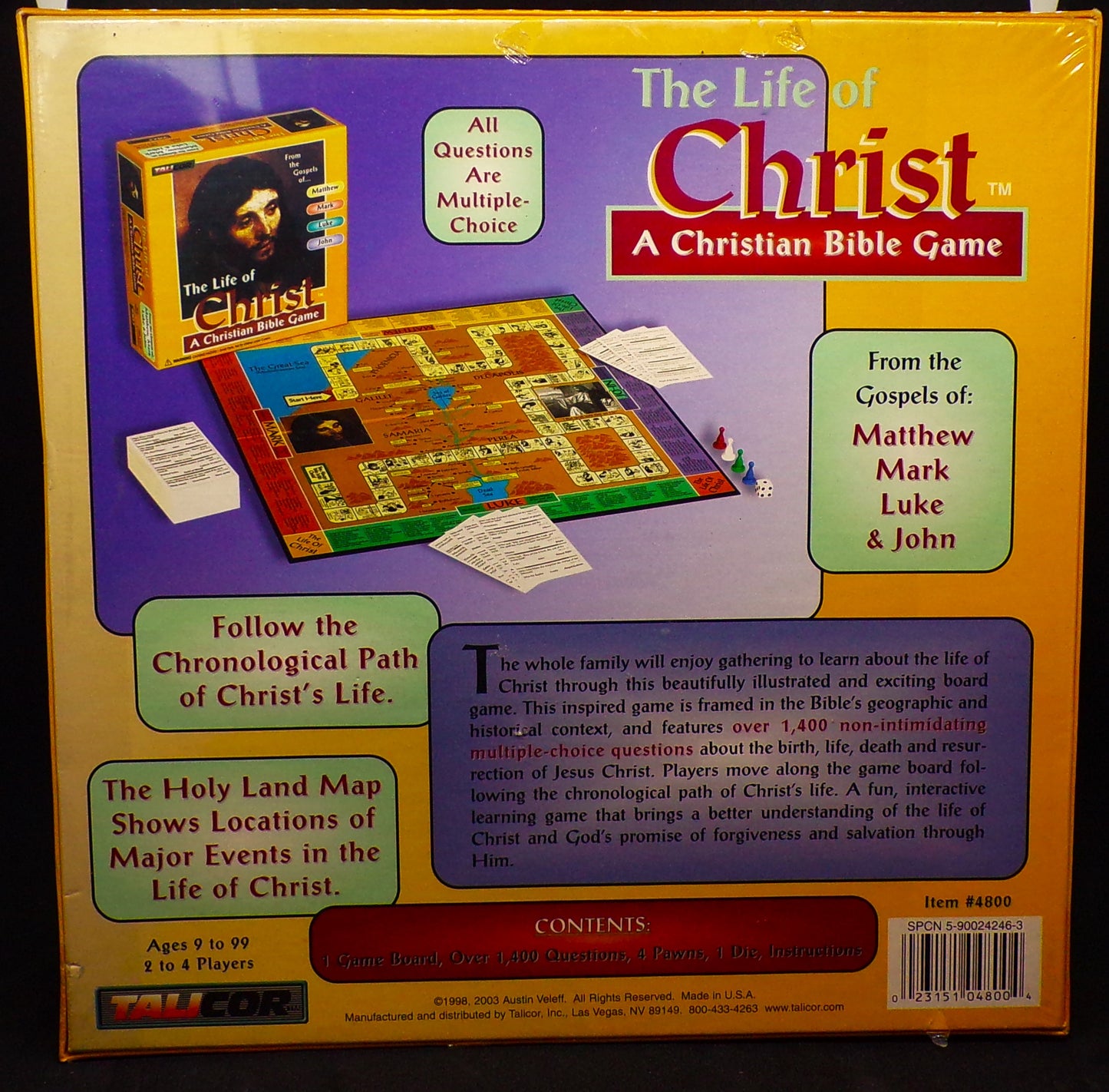 Talicor™, Inc. - The Life of Christ™: A Christian Bible Game - ©1998, 2003 Austin Veleff - 2-4 Players, Ages 9 & Up - Board Game