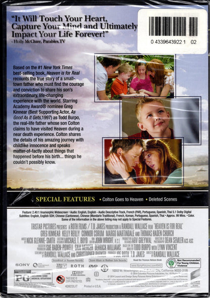 Tristar Pictures - Heaven is for Real: Based on the Incredible True Story - A Randall Wallace Film - DVD