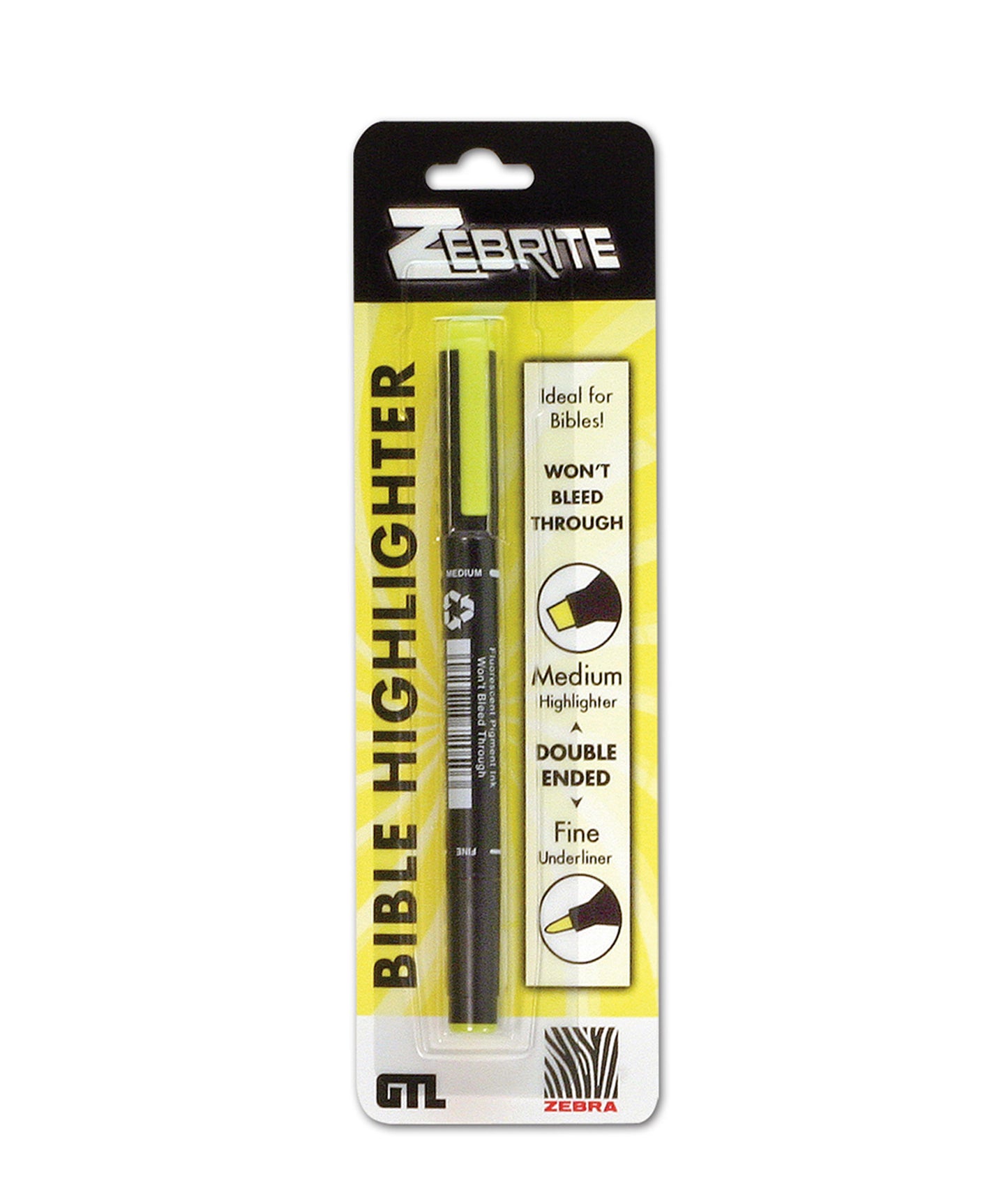 Zebrite Bible-Double Ended Highlighter, Carded Individually (G.T. Luscombe Co., Inc.)