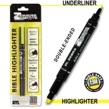 Zebrite Bible-Double Ended Highlighter, Carded Individually (G.T. Luscombe Co., Inc.)