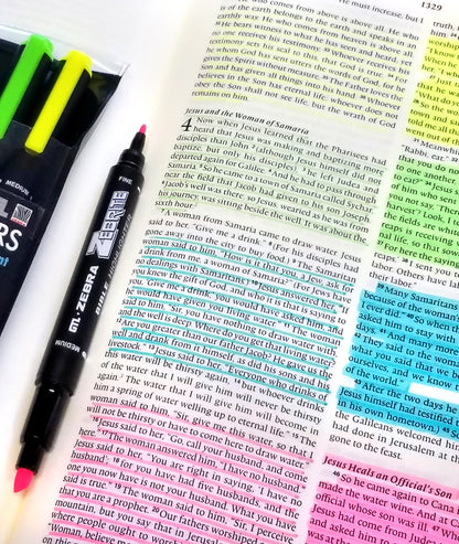 Zebrite Double-Ended Bible Highlighters, Pack of 5: Yellow/Violet/Green/Blue/Pink (#72750)(G.T. Luscombe Co., Inc.)