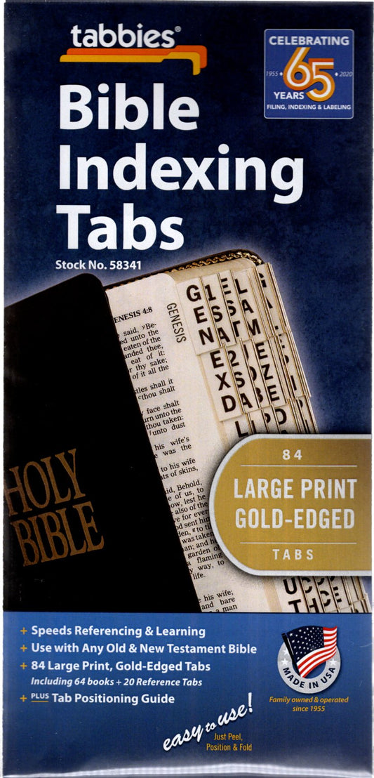 tabbies® 84 Bible Indexing Tabs, Large Print (#58341 Gold)(#58344 Silver)