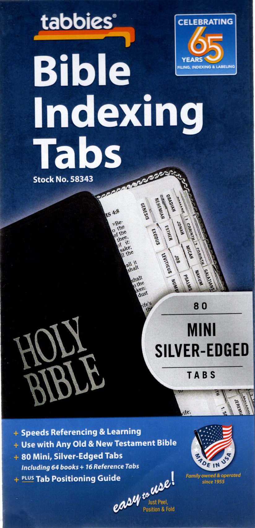 tabbies® 80 Bible Indexing Tabs, Mini (#58342 Gold)(#58343 Silver)