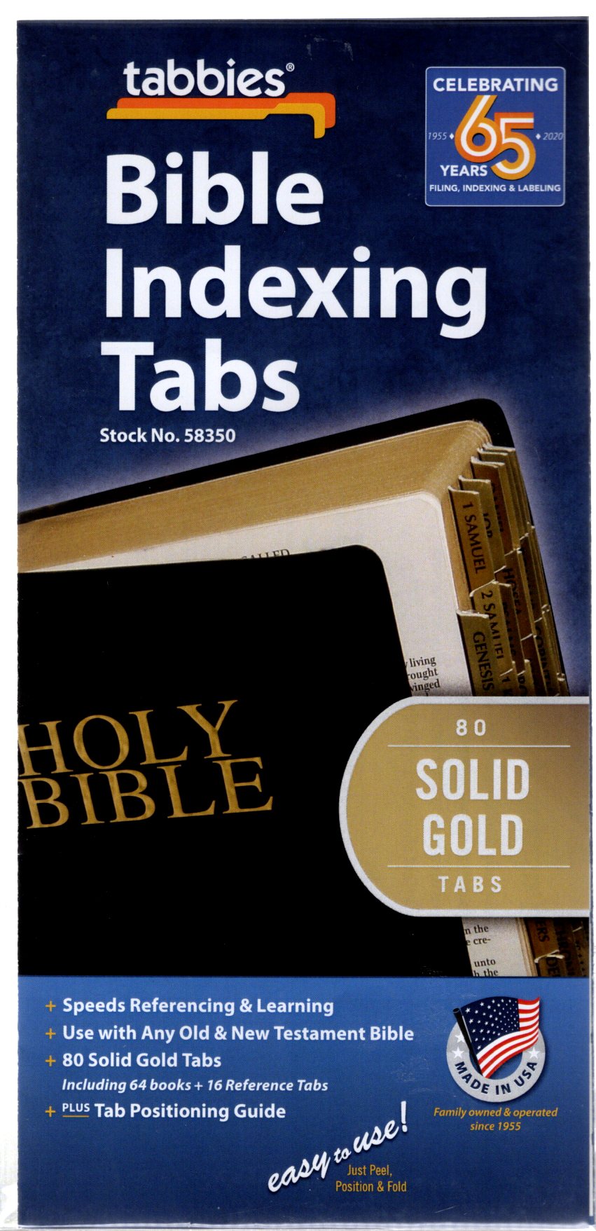 tabbies® 80 Bible Indexing Tabs, Solid Gold (#58350 Solid Gold)