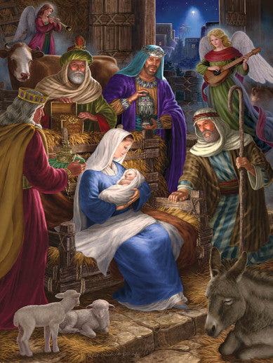 Cobble Hill Puzzle Co, Ltd., Family Pieces™: Holy Night - 19.25" x 26.625" - 350 Pieces - ©Liz Goodrick-Dillon