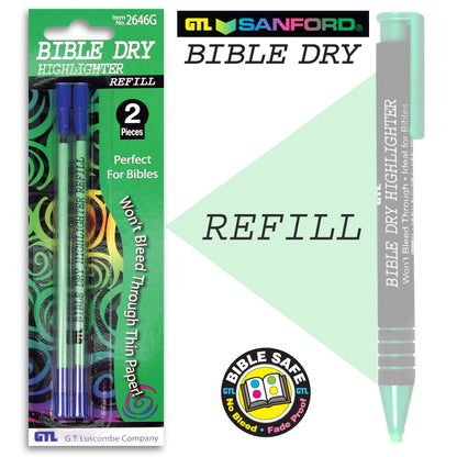 Bible Dry Highlighter Refills (2 Pieces) #2646 (Compatible with #2610 Highlighters) (G.T. Luscombe Co., Inc.)