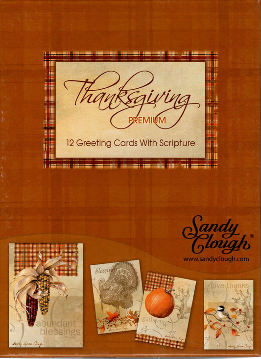 Christian Inspirations - Thanksgiving Premium Boxed Cards Stationery Set - Sandy Clough® (2010) - 12 Cards with Envelopes