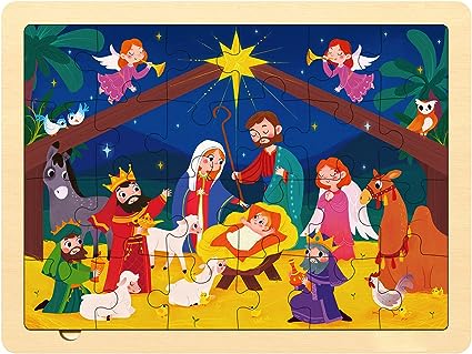 Standard Publishing, The Beginner's Bible - The First Christmas: 2' x 3' Floor Puzzle - 24 Large Easy-to-Use Pieces - Nativity - Ages 2-7