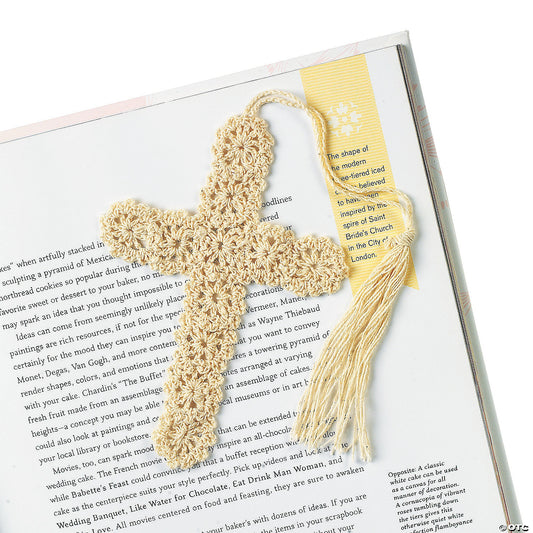 Oriental Trading Co. - Crocheted Cross Bookmarks - Beige