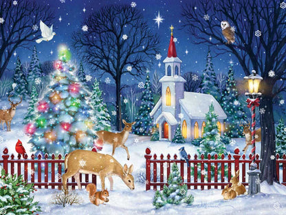 Vermont Christmas Company® - Peaceful Night Jigsaw Puzzle by Randy Wollenmann - 24" x 18" - 550 Pieces