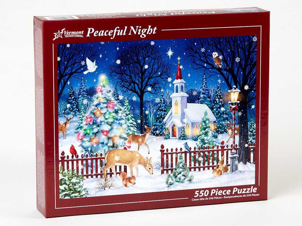 Vermont Christmas Company® - Peaceful Night Jigsaw Puzzle by Randy Wollenmann - 24" x 18" - 550 Pieces