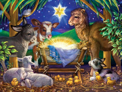 Vermont Christmas Company® - A Child is Born Jigsaw Puzzle by Randy Wollenmann - 24" x 18" - 550 Pieces