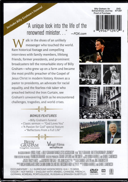 Virgil Films, Billy Graham Evangelistic Films - Billy Graham: An Extraordinary Journey - Documentary - DVD