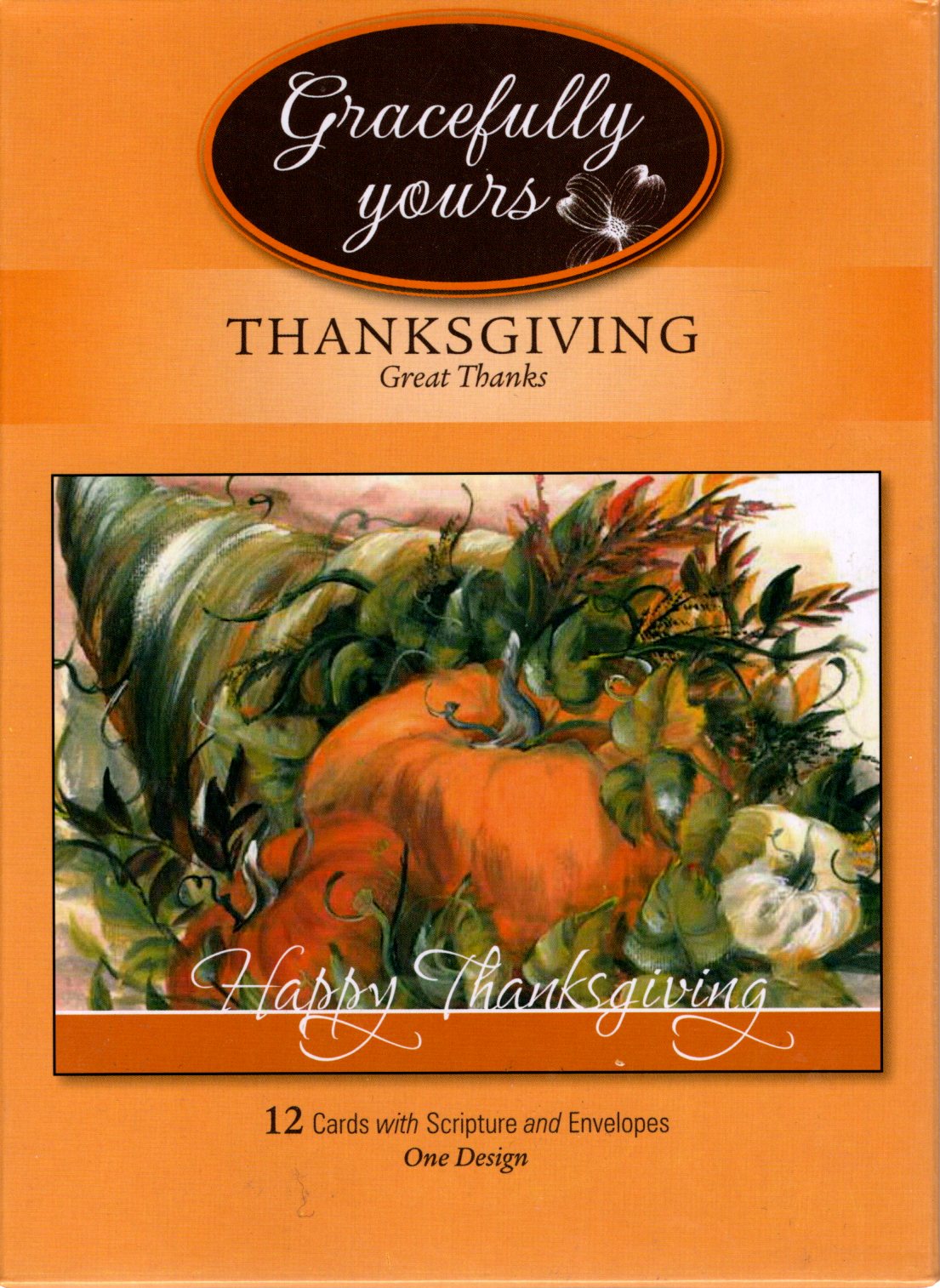 Gracefully Yours - Thanksgiving: Great Thanks: Happy Thanksgiving Boxed Cards Stationery - Artwork by Suzanne Huser - 12 Cards with Scripture & Envelopes (2011)