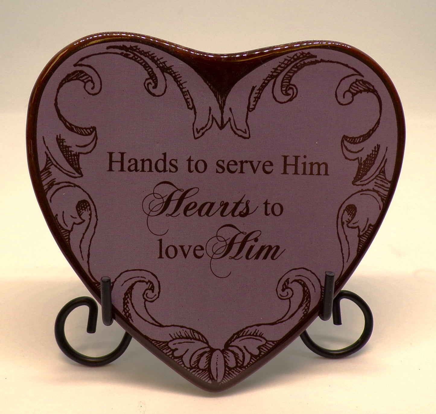 Faithworks Heartfelt® Collection - 4" x 4" Tabletop Heart-Shaped Ceramic Plaque with Black Metal Easel