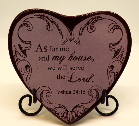 Faithworks Heartfelt® Collection - 4" x 4" Tabletop Heart-Shaped Ceramic Plaque with Black Metal Easel