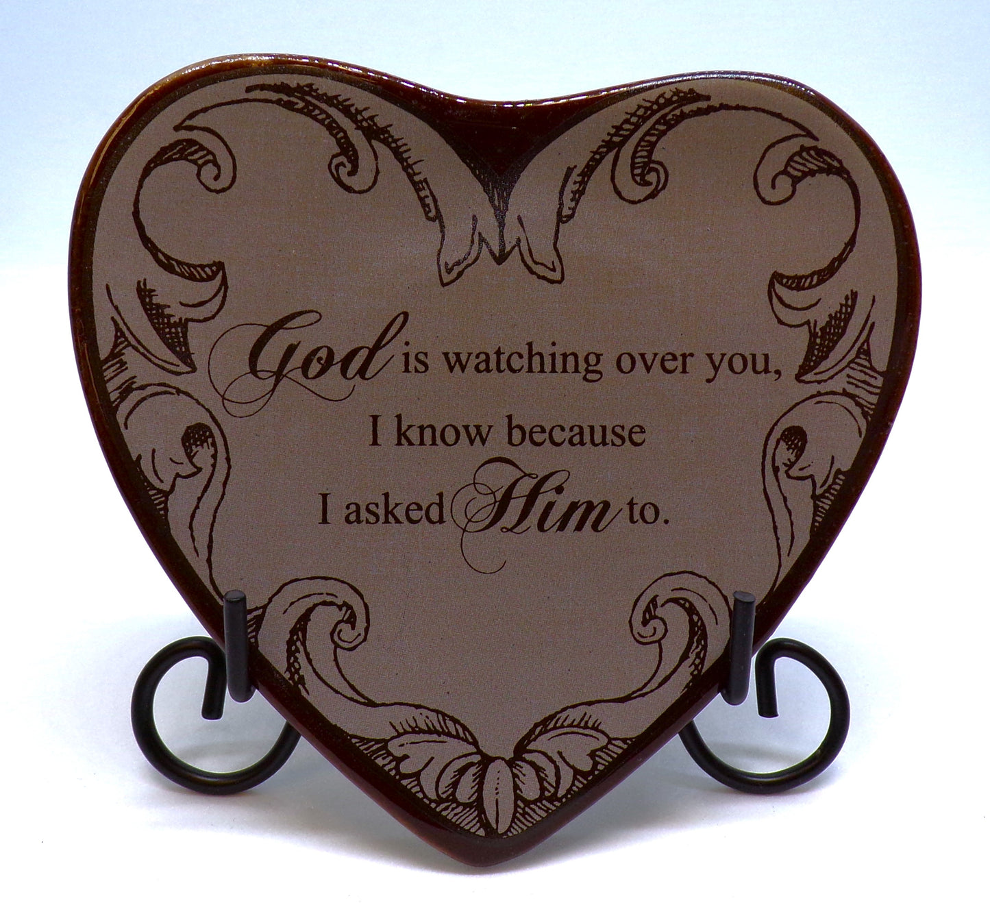 Faithworks Heartfelt® Collection - 4" x 4" Tabletop Heart-Shaped Ceramic Plaque with Black Metal Easel