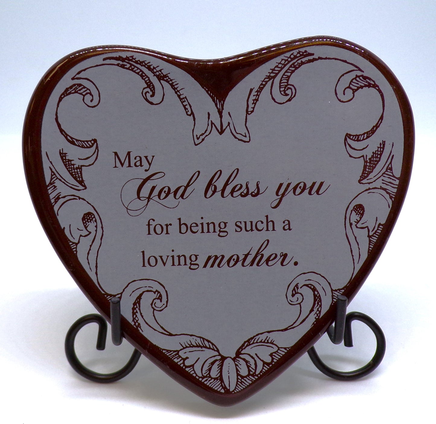 Faithworks Heartfelt® Collection - 4" x 4" Tabletop Heart-Shaped Ceramic Plaque with Black Metal Easel