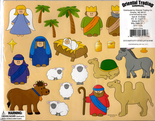 Oriental Trading Co. Inc. - DYO Nativity Sticker Scene - 12 Sheets per Package