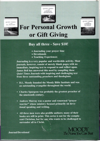 Moody Publishing, A Life Essentials Journal - Quiet Times with D.L. Moody: 3 Volume Set (D.L. Moody, Charles Spurgeon, Andrew Murray) - Hardcover