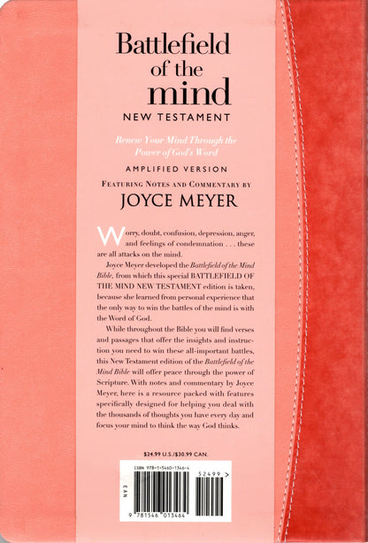 Faith Words, Amplified, Battlefield of the Mind New Testament - Joyce Meyer - Leatherluxe™ (Coral)