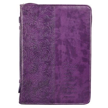 Christian Art Gifts® Faith Purple Faux Leather Fashion Bible Cover - Xtra Large - Hebrews 11:1 (BBXL351)