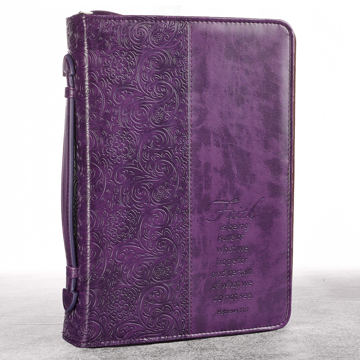Christian Art Gifts® Faith Purple Faux Leather Fashion Bible Cover - Medium - Hebrews 11:1 (BBM351)