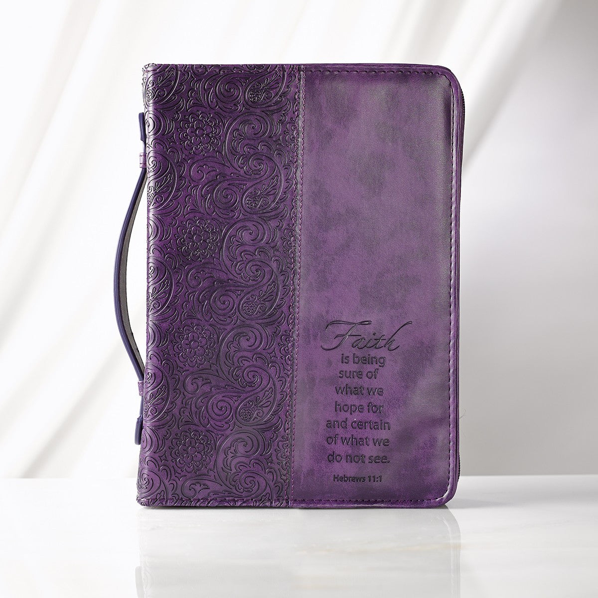 Christian Art Gifts® Faith Purple Faux Leather Fashion Bible Cover - Medium - Hebrews 11:1 (BBM351)