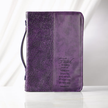 Christian Art Gifts® Faith Purple Faux Leather Fashion Bible Cover - Xtra Large - Hebrews 11:1 (BBXL351)