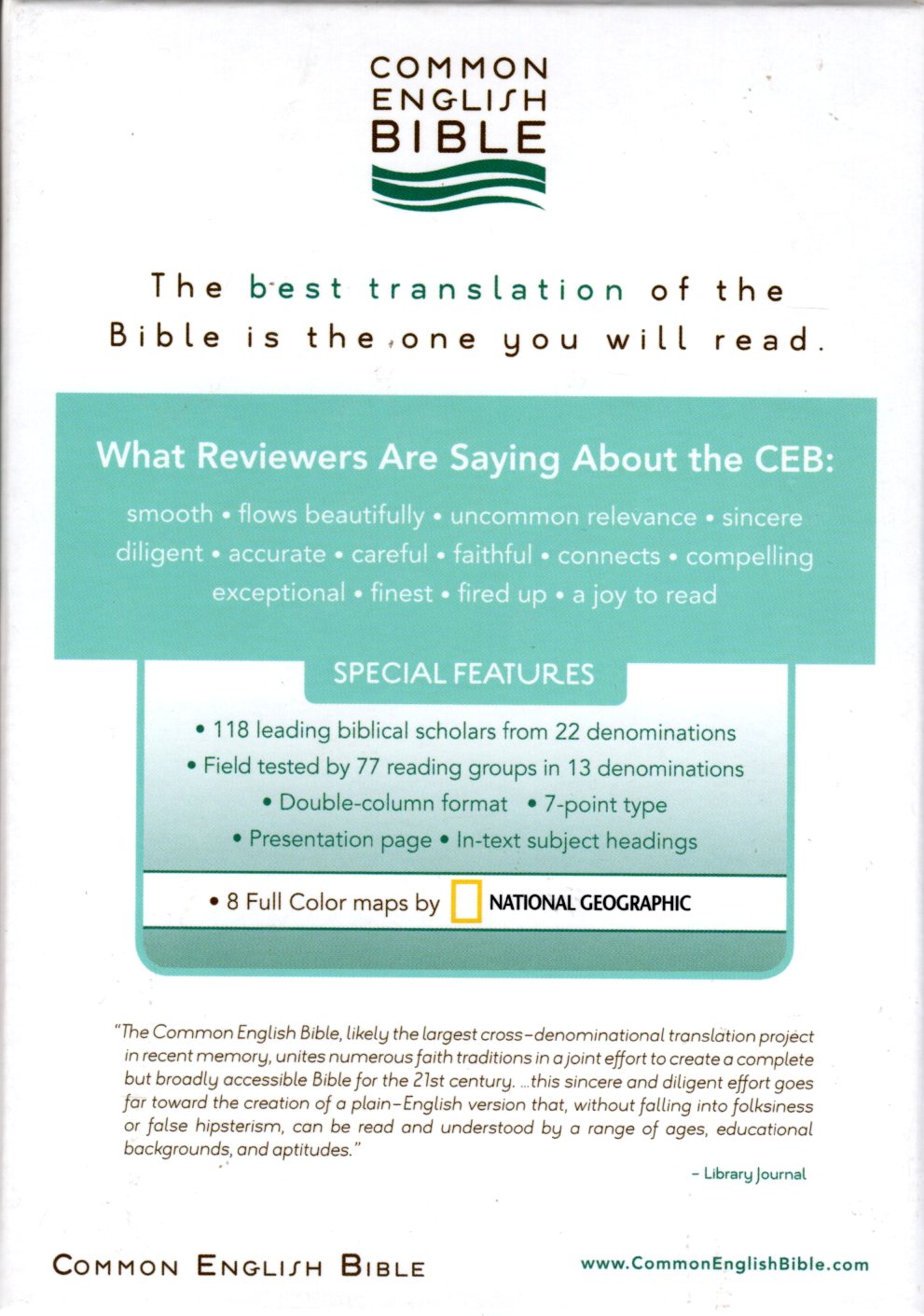 Common English Bible CEB Compact Thin Bible - EcoLeather (Black)