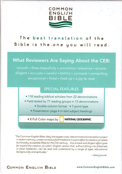 Common English Bible CEB Compact Thin Bible - EcoLeather (Black)