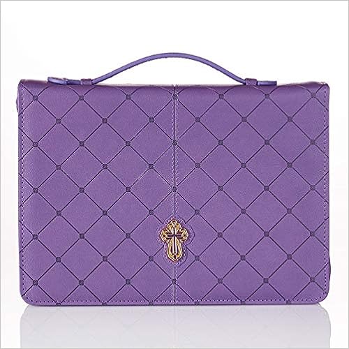 Christian Art Gifts® Cross Bible Cover - Purple Diamond Pattern LuxLeather - Large (BBL628)