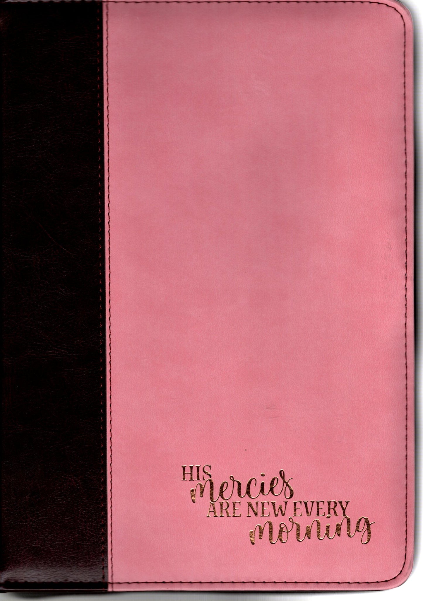 Christian Art Gifts® Burgundy/Salmon Faux Leather - Large - His Mercies Are New Every Morning - Lamentations 3:22-23 (BBL646)