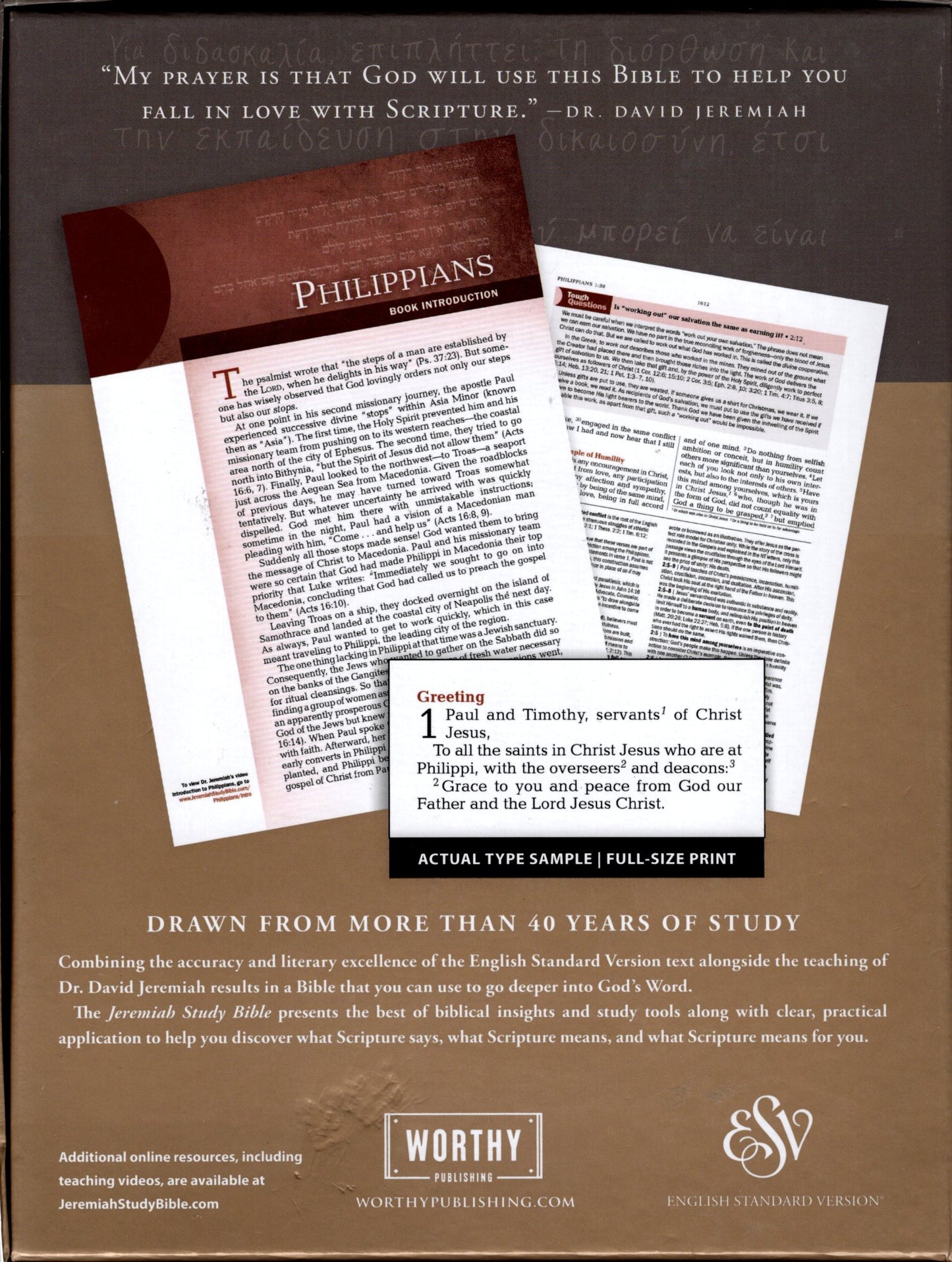 Worthy® ESV The Jeremiah Study Bible - Dr. David Jeremiah - LeatherLuxe™ (Navy)