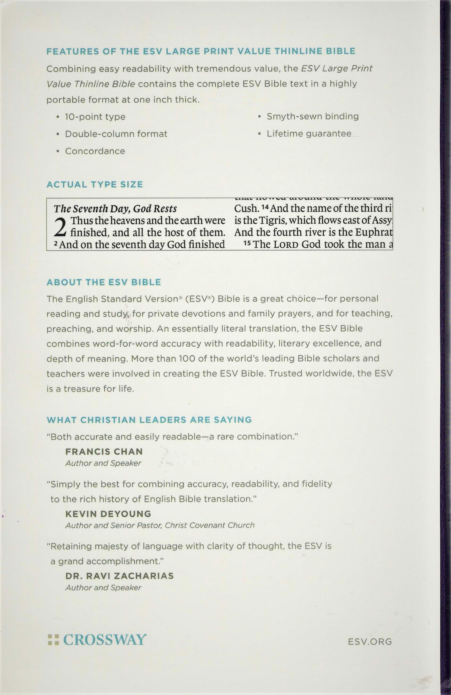 Crossway ESV® Large Print Value Thinline Bible - TruTone®