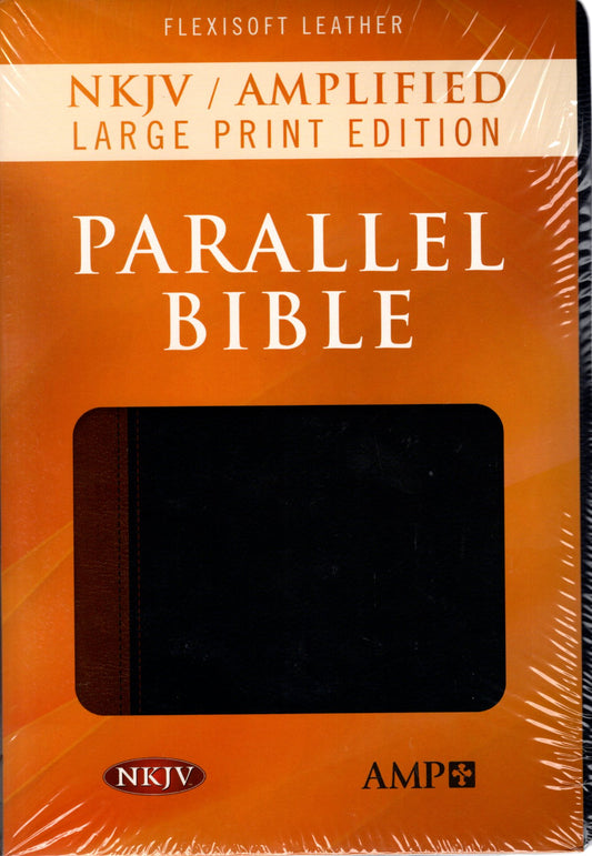 Hendrickson Bibles - NKJV® & Amplified Parallel Bible, Large Print Edition - Flexisoft Leather (Blue/Brown)