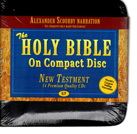 Casscom KJV New Testament Bible on Compact Disc (CD), Narrated by Alexander Scourby - 14 Premium Quality CDs in a Black Canvas Zippered Case