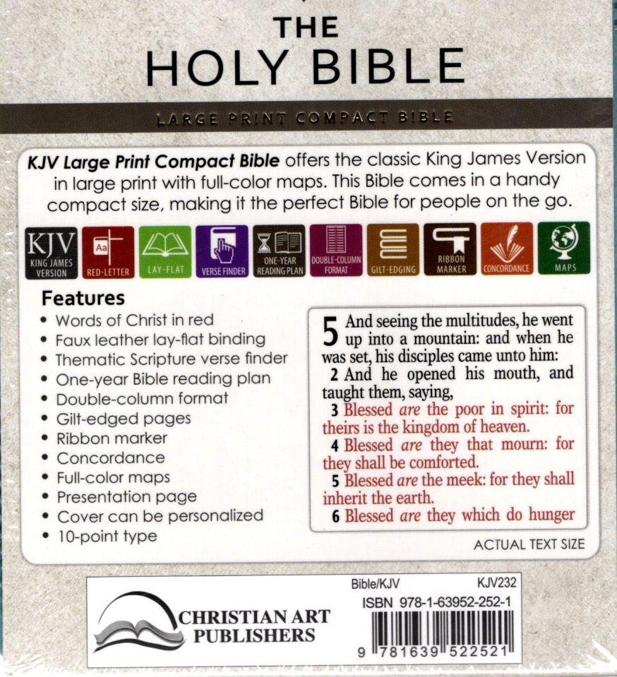 Christian Art Publishers KJV Large Print Compact Bible - Imitation Leather