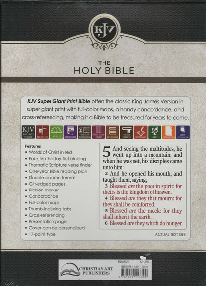 Christian Art Publishers KJV Super Giant Print Bible - Faux Leather