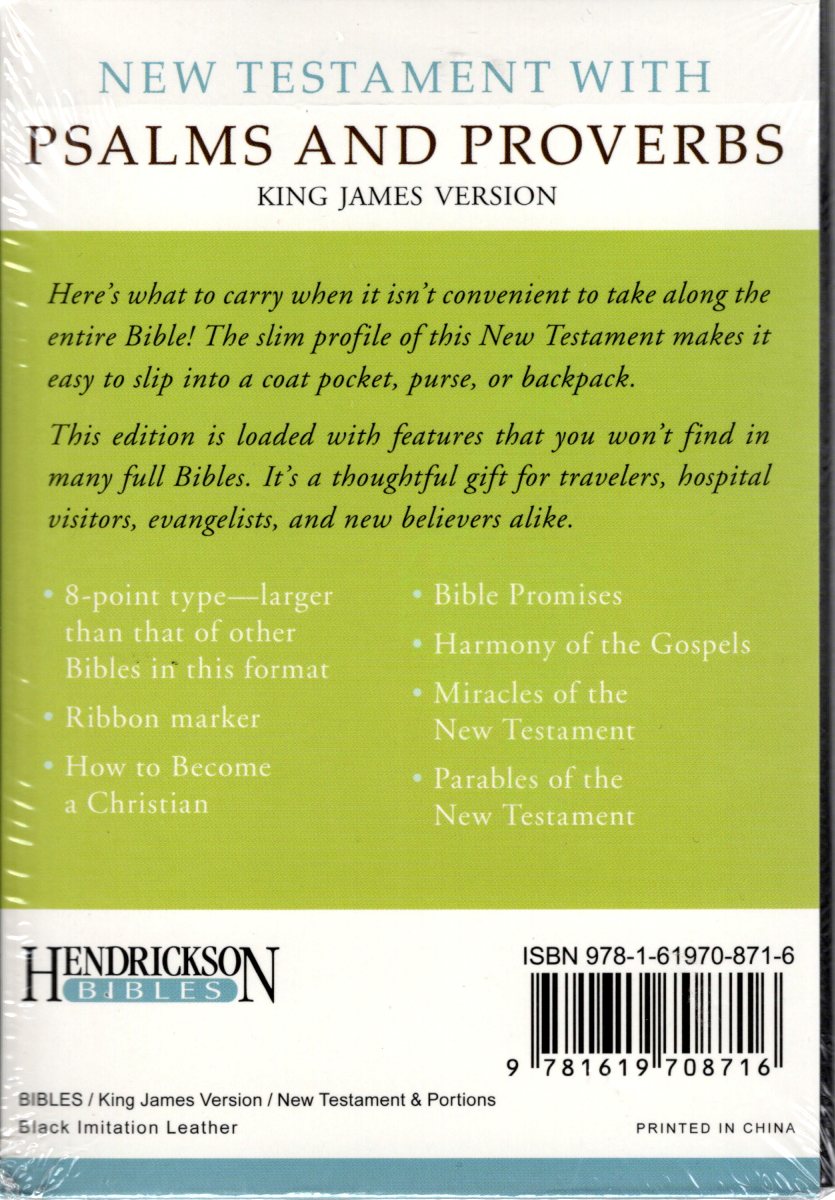 Hendrickson Bibles KJV New Testament with Psalms & Proverbs - Imitation Leather (Black)