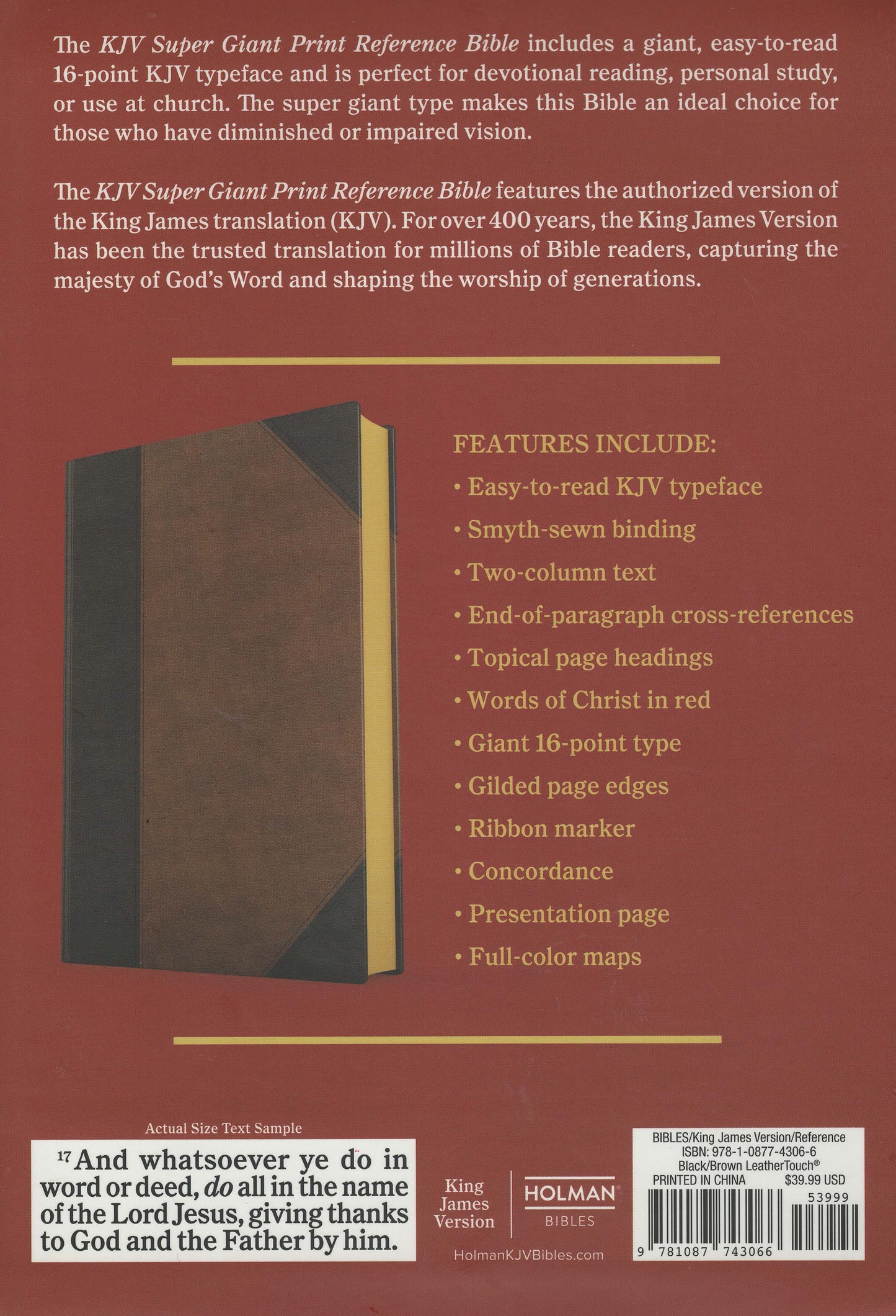 Holman KJV Super Giant Print Reference Bible - Leathertouch®