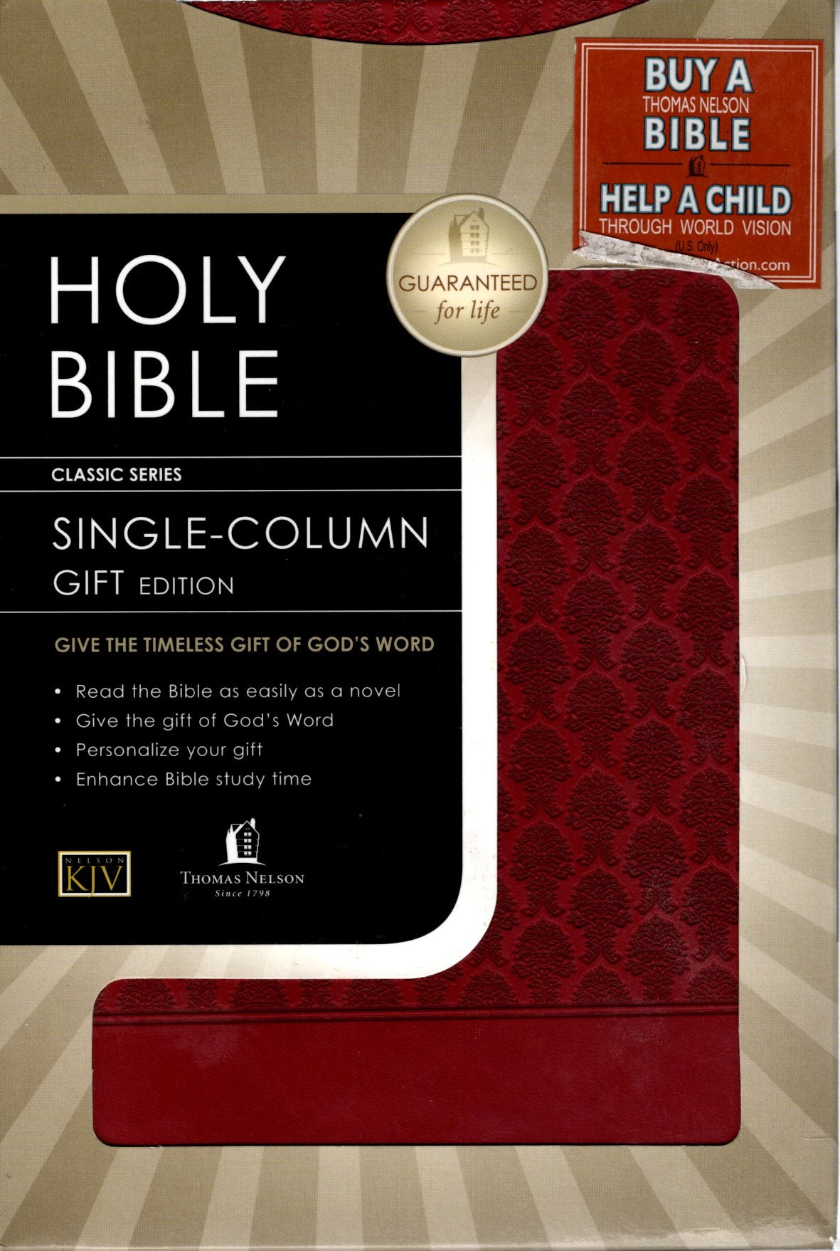 Thomas Nelson KJV Single-Column Gift Edition - Leathersoft™ (Cranberry)