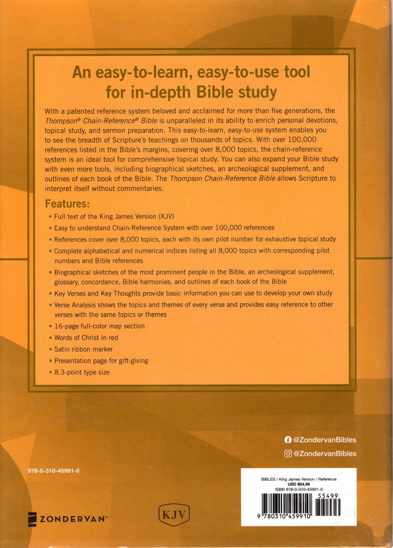 Zondervan KJV Thompson® Chain-Reference® Bible - Hardcover w/Dust Jacket