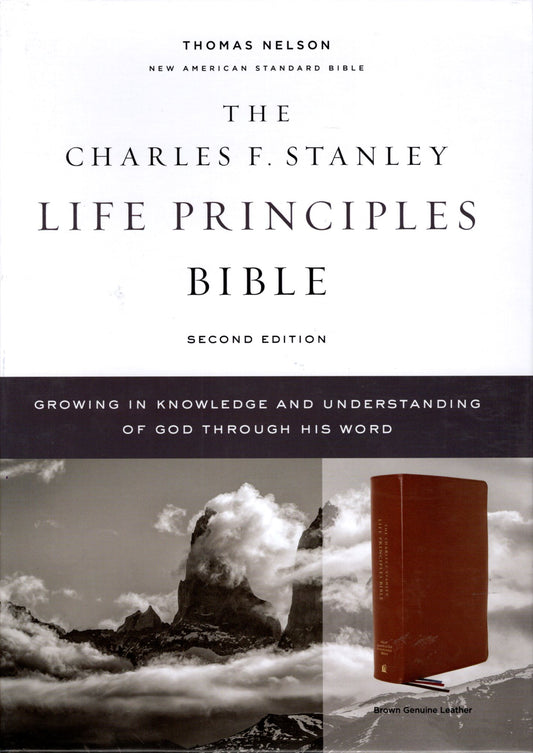 Thomas Nelson NASB The Charles F. Stanley Life Principles Bible Second Edition - Genuine Leather (Brown)