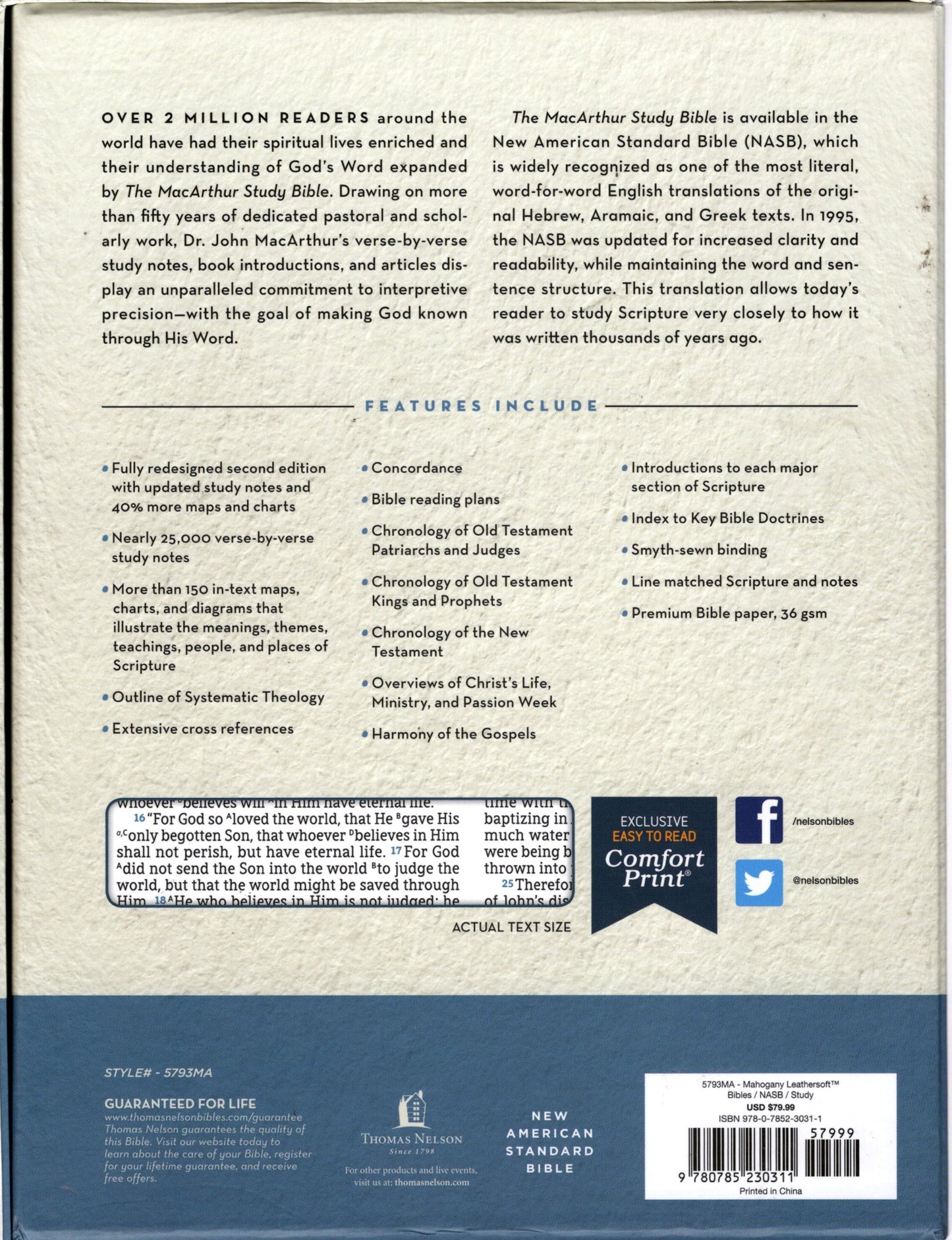 Thomas Nelson NASB The MacArthur Study Bible Second Edition - Leathersoft™ (Mahogany)