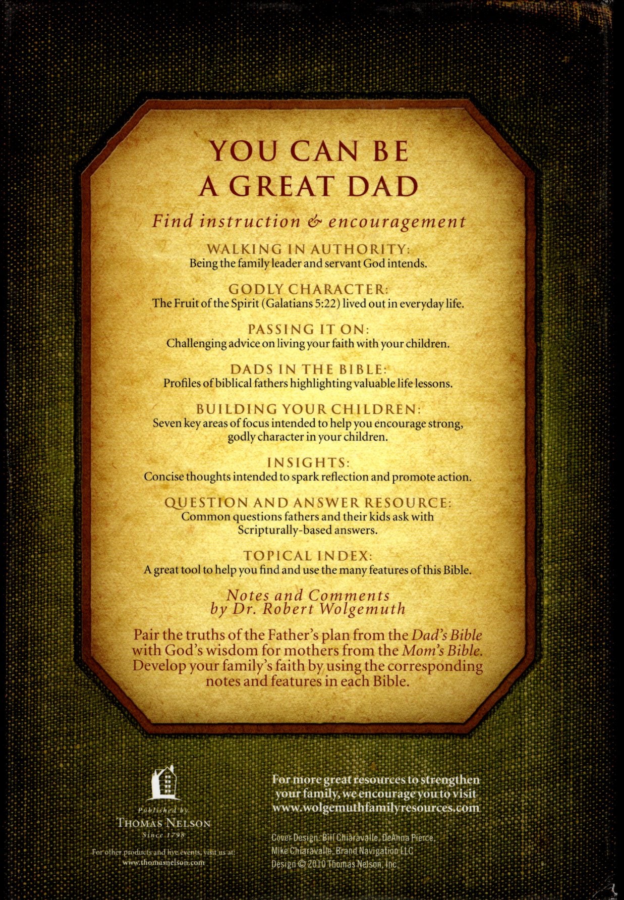 Thomas Nelson NCV™ Dad's Bible: The Father's Plan - Notes by Robert Wolgemuth