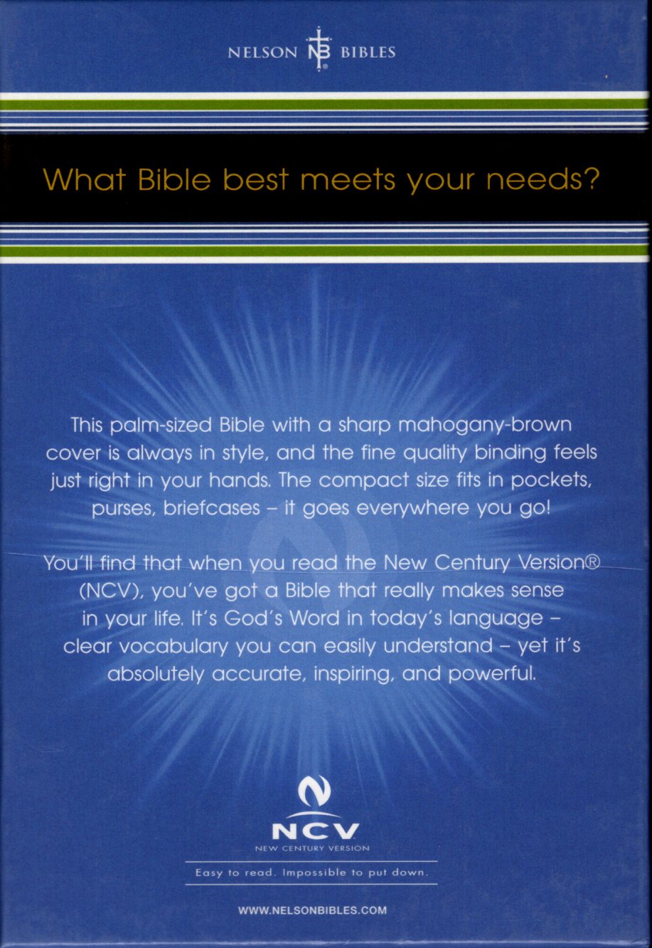 Thomas Nelson NCV™ Compact Edition Bible - LeatherSoft® (Brown)