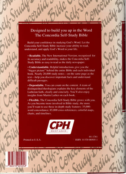 CPH® Concordia NIV® Self-Study Bible - Hardcover w/Dust Jacket
