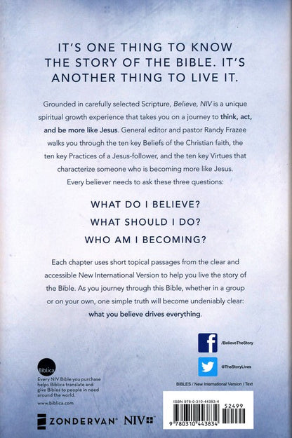 Zondervan NIV® Believe: Living the Story of the Bible to Become Like Jesus, Second Edition - Hardback w/Dust Jacket